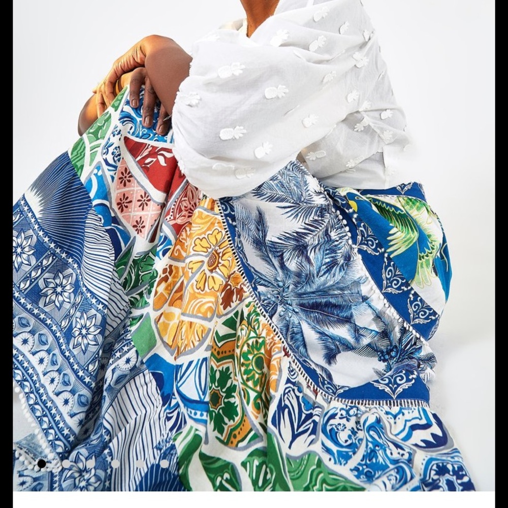 Flint and Moss blue tile maxi skirt